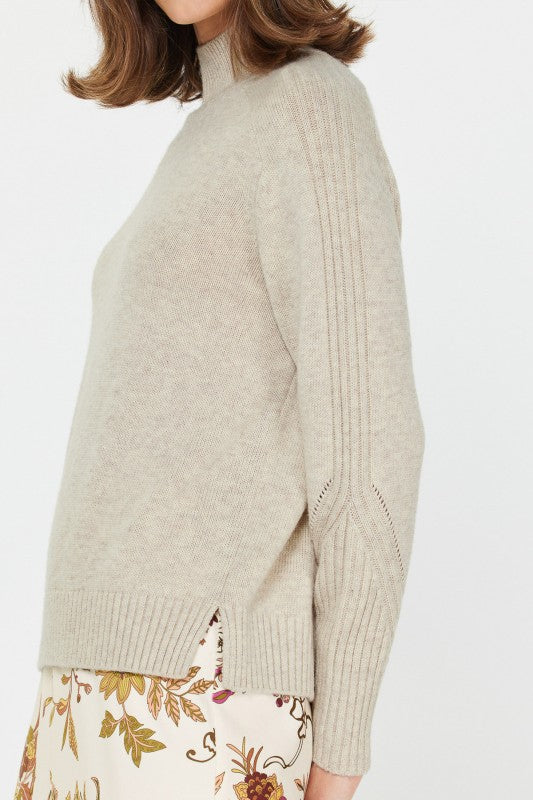 Mock Neck Rib Detail Sweater (2 Color Ways)