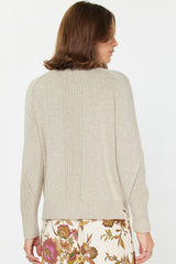 Mock Neck Rib Detail Sweater (2 Color Ways)