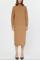 Cable Knit Pattern Caramel Sweater