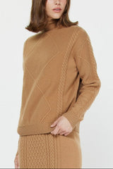 Cable Knit Pattern Caramel Sweater