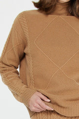 Cable Knit Pattern Caramel Sweater