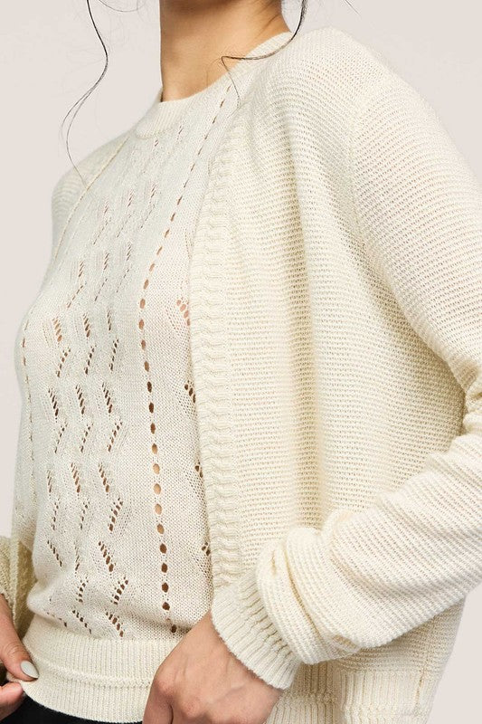 Micro-Sequined Sleeveless Sweater Top & Cardigan Set