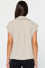 Cap Sleeve Button Down Blouse (2 Color Ways)