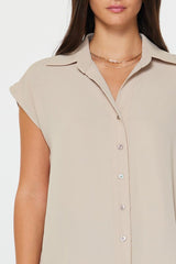 Cap Sleeve Button Down Blouse (2 Color Ways)