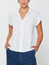 Cap Sleeve Button Down Blouse (2 Color Ways)