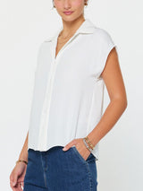 Cap Sleeve Button Down Blouse (2 Color Ways)