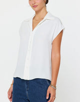 Cap Sleeve Button Down Blouse (2 Color Ways)