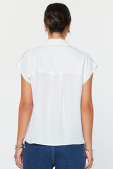 Cap Sleeve Button Down Blouse (2 Color Ways)