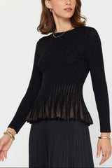 Shimmer Ribbed Peplum Sweater