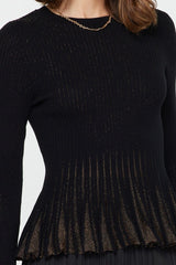 Shimmer Ribbed Peplum Sweater