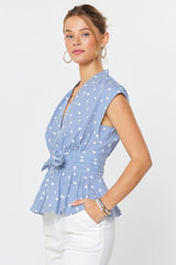 Polka Dot Peplum Blouse