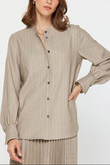 Pinstriped Rhinestone Belted Top