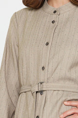 Pinstriped Rhinestone Belted Top