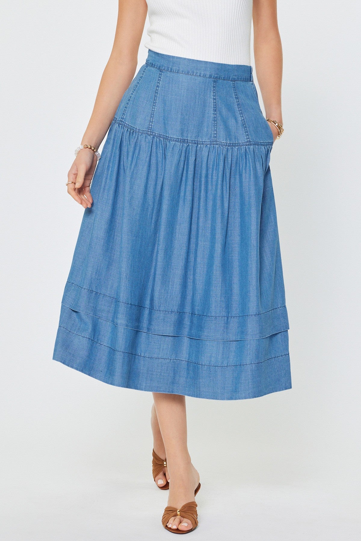 スカート TODAYFUL Chambray Gather Skirt 38 TODAYFUL Chambray Gather Skirt 38 TODAYFUL Chambray Gather Skirt