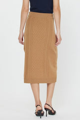 Caramel Cable-Knit Midi Skirt