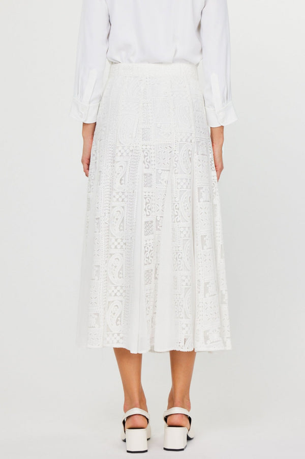 White Godet Midi Skirt