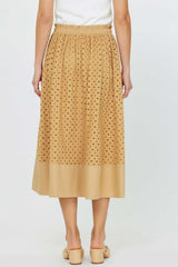 Butterscotch Eyelet Midi Skirt