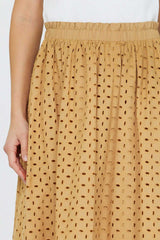 Butterscotch Eyelet Midi Skirt