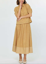 Butterscotch Eyelet Midi Skirt