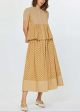 Butterscotch Eyelet Midi Skirt
