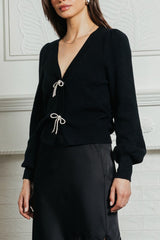 Ribbon Detail Soft Knit Cardigan