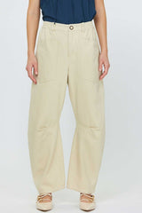 Butter Cream Barrel-Shaped Pants
