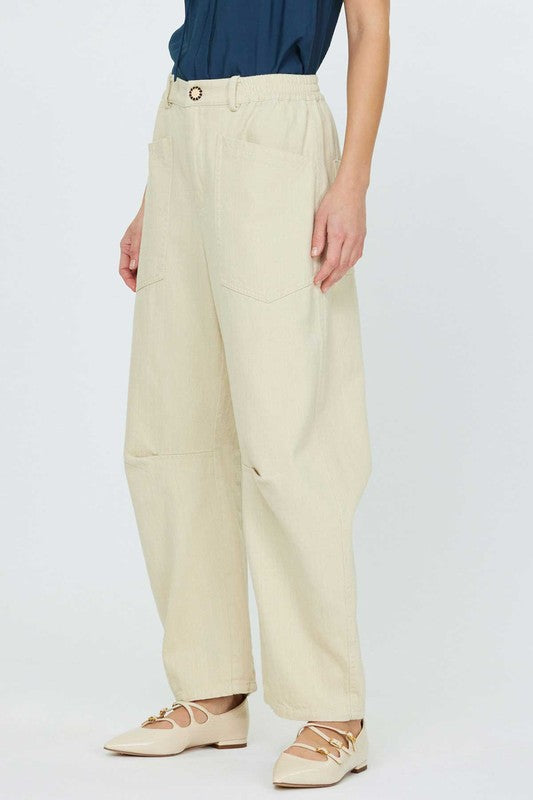 Butter Cream Barrel-Shaped Pants