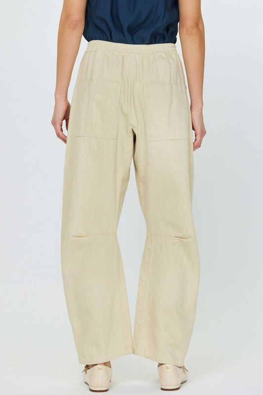 Butter Cream Barrel-Shaped Pants