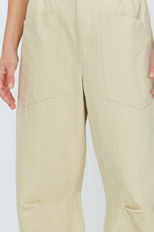 Butter Cream Barrel-Shaped Pants