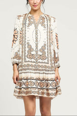 Split-Neck Button-Front Boho Dress