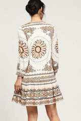 Split-Neck Button-Front Boho Dress