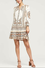 Split-Neck Button-Front Boho Dress