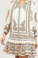 Split-Neck Button-Front Boho Dress