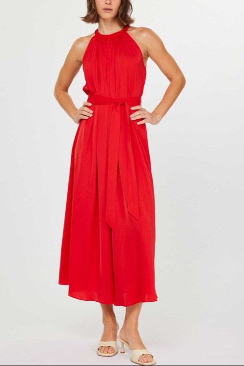 Crochet Trim Halter Neck Long Dress