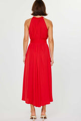 Crochet Trim Halter Neck Long Dress