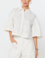 Eyelet Embroidered Cotton Shirt (2 Color Ways)