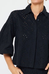 Eyelet Embroidered Cotton Shirt (2 Color Ways)