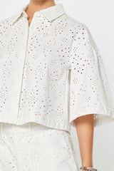 Eyelet Embroidered Cotton Shirt (2 Color Ways)