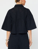 Eyelet Embroidered Cotton Shirt (2 Color Ways)