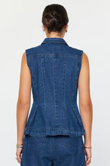 Denim Layered Jacket & Vest Set