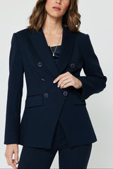 Tailored Blazer With Gold-Trim Buttons