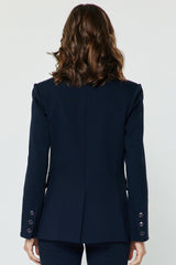 Tailored Blazer With Gold-Trim Buttons