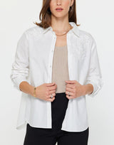 Floral Appliqué Button-Down Shirt (2 Color Ways)