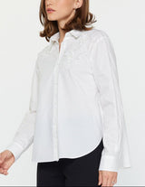 Floral Appliqué Button-Down Shirt (2 Color Ways)