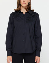 Floral Appliqué Button-Down Shirt (2 Color Ways)