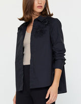 Floral Appliqué Button-Down Shirt (2 Color Ways)