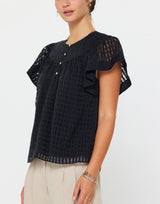 Gingham Check Short Sleeve Blouse (2 Color Ways)