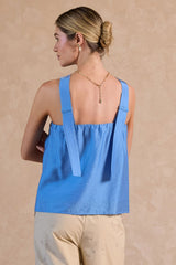 Sky Blue Twist-Neck Halter Top
