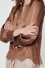 Mocha Lace Satin Blouse