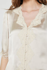 Ivory Romance Lace Satin Blouse